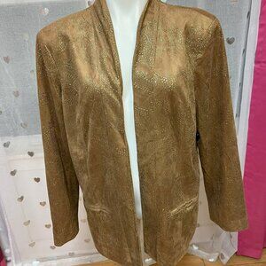 #190 Chico's Tan Gold Dress Jacket Size 3 (16)